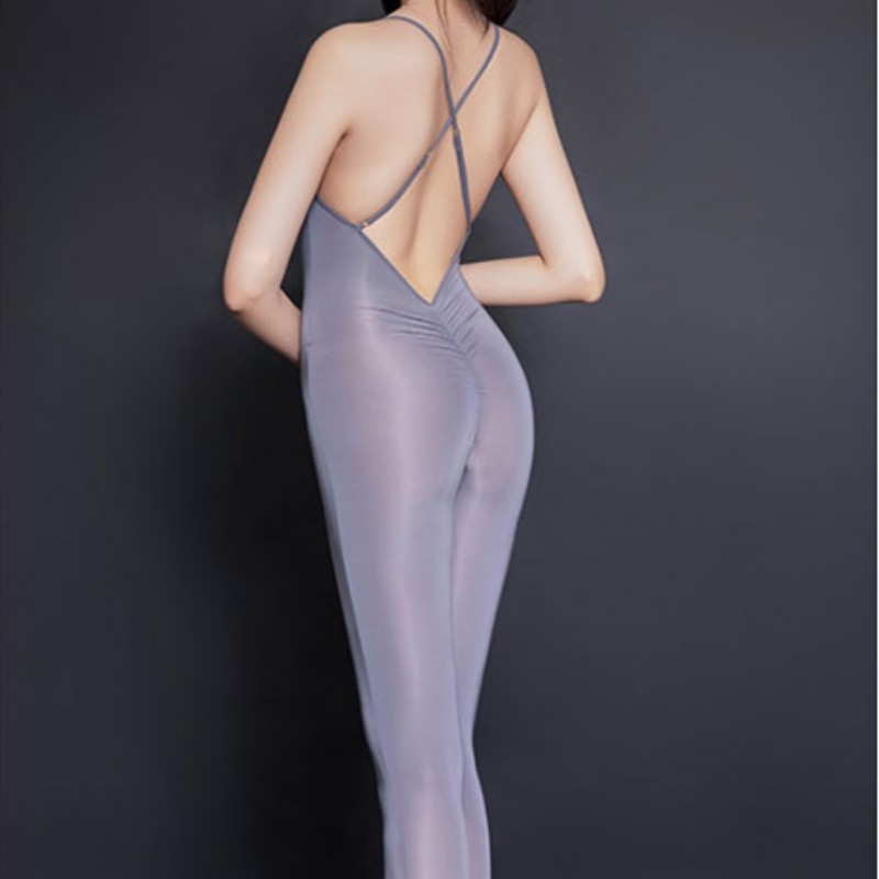 Erotický priesvitný overal s rozopínacím otvorom, Ice Silk