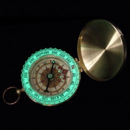 Metalowy kompas kieszonkowy, mosiądz, świecący w ciemności na zewnątrz, EK50