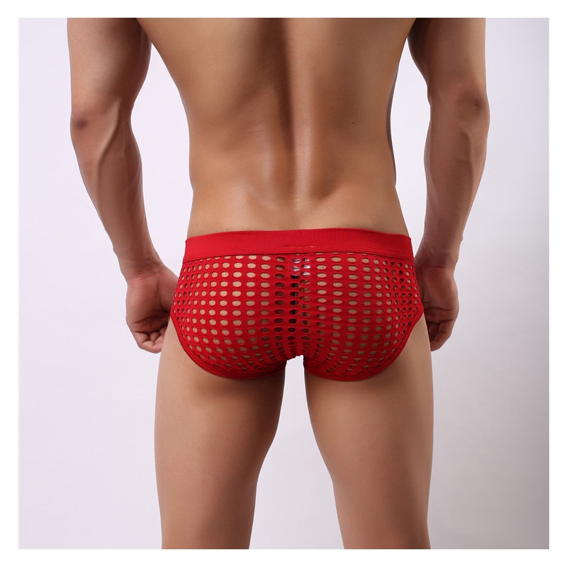 Zmysłowe dziurkowane męskie slipy erotyczne