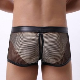 Erotické pánske sieťované boxerky, odopínacie cock sock, s otvorom