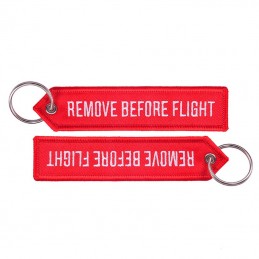 Prívesok na kľúče textilný s nápisom Remove Before Flight
