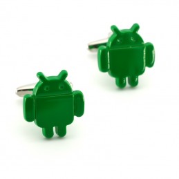 Mandzsettagombok zöld Android robot motívummal