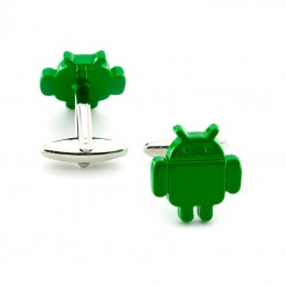 Spinki do mankietów z motywem zielonego robota Android