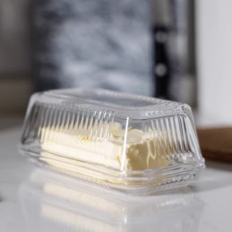 Skleněná dóza na máslo v retro designu