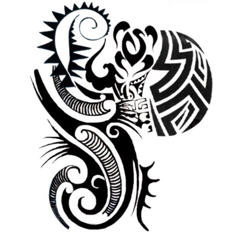 Duży fałszywy tatuaż na plecy, klatka piersiowa w stylu maoryskim, maoryski
