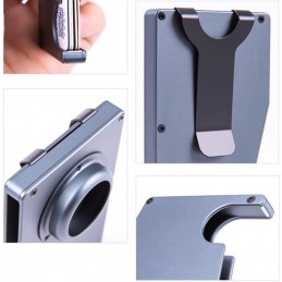 Mini portfel aluminiowy, RFID, dla AirTag, z klipsem