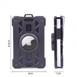 Mini portfel aluminiowy, RFID, dla AirTag, z klipsem i zawieszką