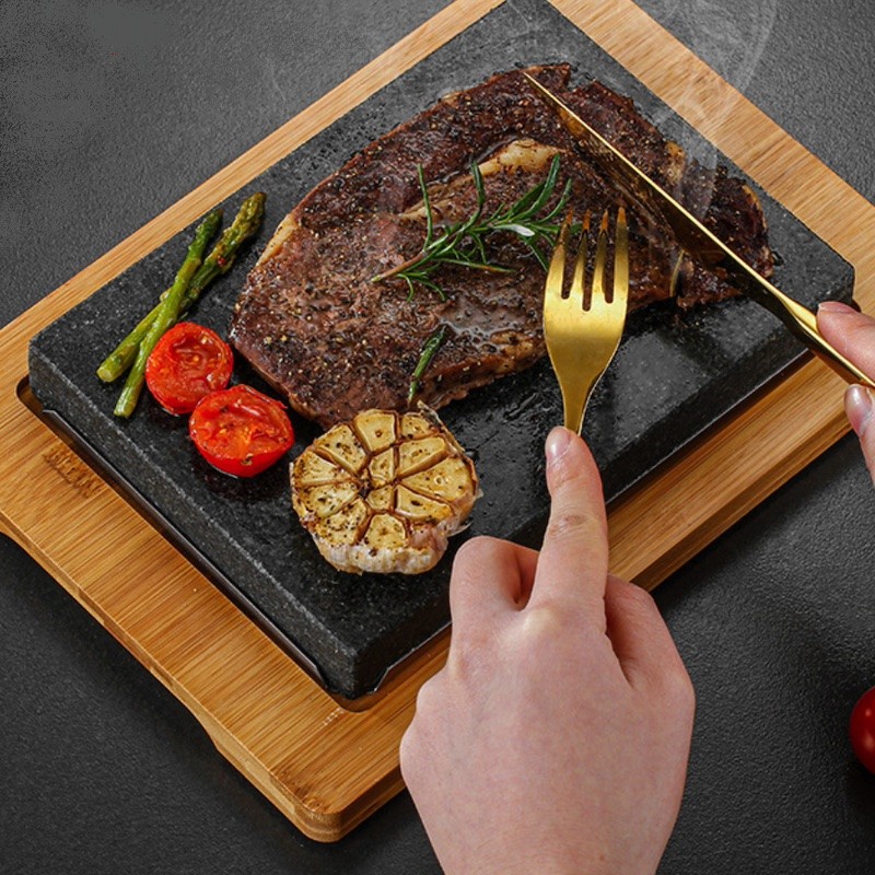Žulový grilovací kámen 21x15x3cm, stolní BBQ na steaky, zeleninu
