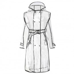 Módní průhledná pláštěnka, PVC kabát s kapucí a páskem