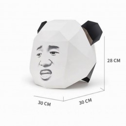 3D papír Panda maszk emberi arccal, összecsukható, kreatív