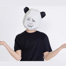 Maska 3D papierová Panda s ľudskou tvárou, skladacia, kreatívna