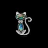 Brož opálová sedící kočka, micinka z mušle