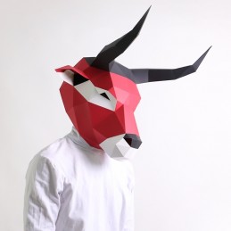 Zvířecí maska 3D papírová, yak, jak, skládací, kreativní, origami