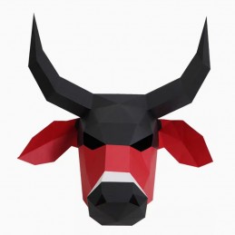 Zvířecí maska 3D papírová, býk, skládací, kreativní, origami