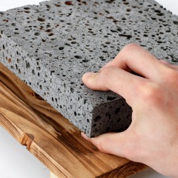 Láva porózus grillkő 16x16x3cm, asztali BBQ steakekhez, zöldségekhez, SÉRÜLT