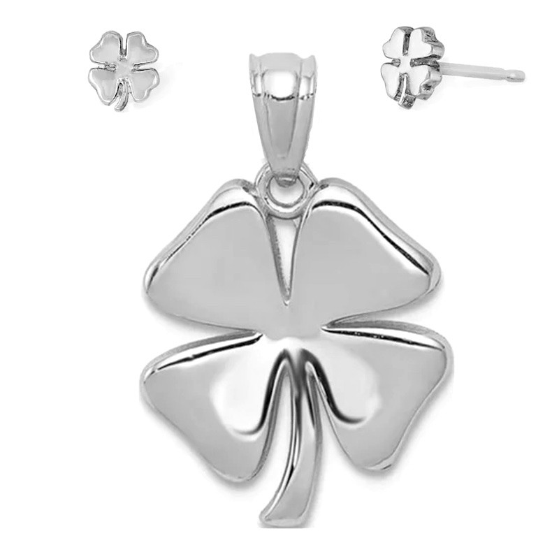 Ékszer szett medál és függők négylevelű lóhere rozsdamentes acélból