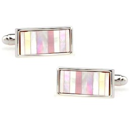 Manžetové gombíky s perleťovými kameňmi, ružová, šedá