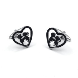 Manžetové gombíky bozk v srdci, pre zamilovaných, svadobné