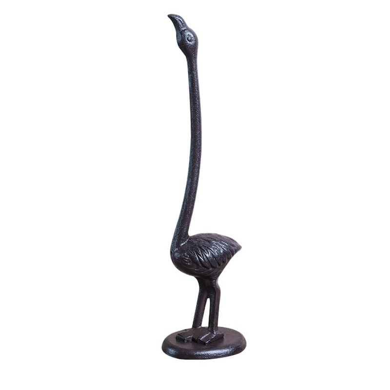 Öntöttvas rusztikus konyhai törlőkendő, flamingó, vintage