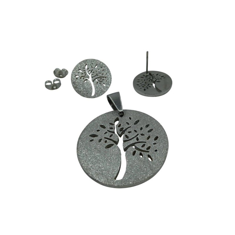 56 / 5 000 Súprava šperky prívesok a náušnice perleť, strom života