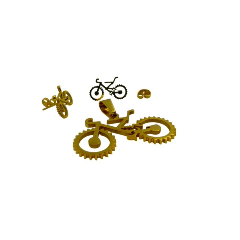 Set bižuterie náušnice pecky a přívěsek pro bikerku Set bižuterie náušnice pecky a přívěsek pro bikerku