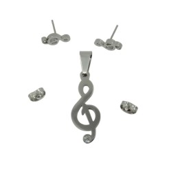 Ékszer szett medál és függők hegedűkulcs zirkónokkal