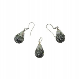 Set náušnice a prívesok kvapky, sivé, Swarovski Crystals
