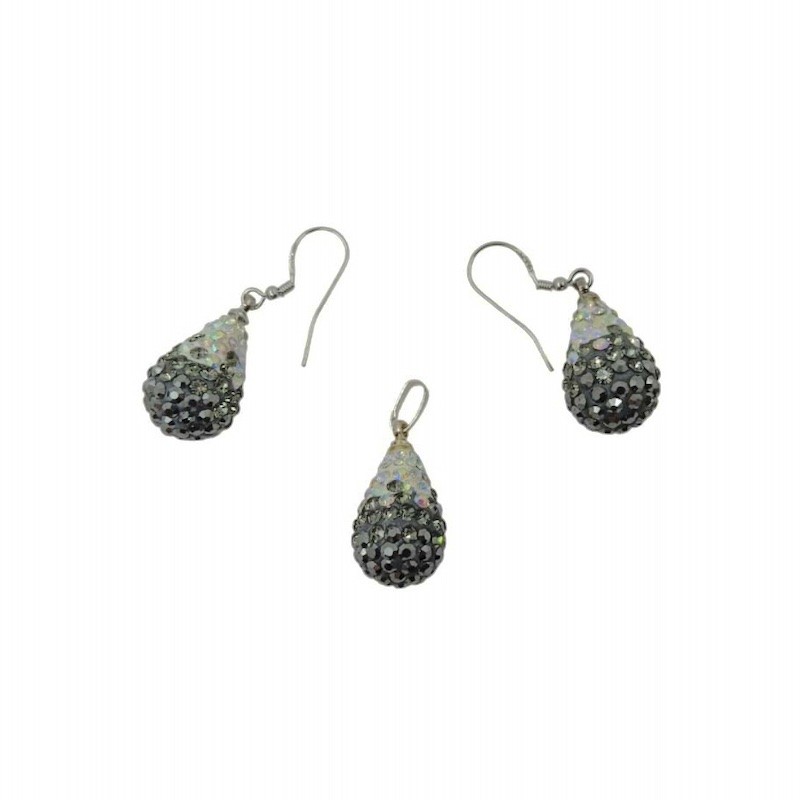 Set náušnice a přívěsek kapky, šedé, Swarovski Crystals Set náušnice a přívěsek kapky, šedé, Swarovski Crystals