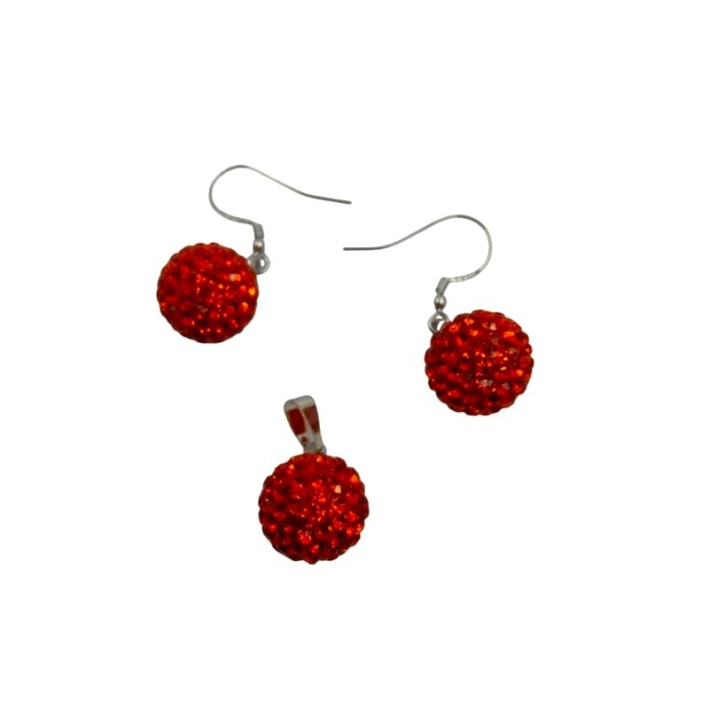 Set šperků červené kuličky, Swarovski Crystals Set šperků červené kuličky, Swarovski Crystals