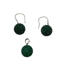 Sada šperkov guličky Swarovski komponenty, tmavo zelená