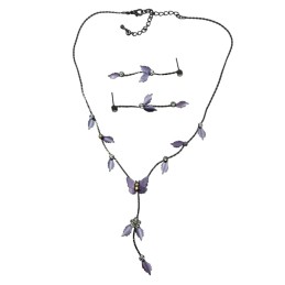 Bizsu szett fülbevaló és nyaklánc - lila