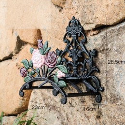 Żeliwny uchwyt na wąż ogrodowy, ozdobny, róża