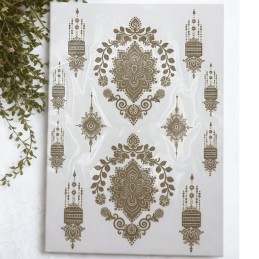 Henna nalepovací tetovací arch s květinovými, orientálními vzory