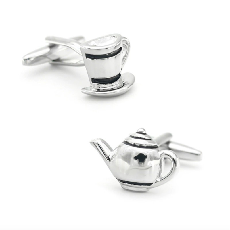 Manžetové gombíky kanvička, šálka, čaj o piatej