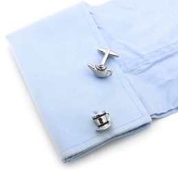 Manžetové knoflíčky konvička, šálek, čaj o páté