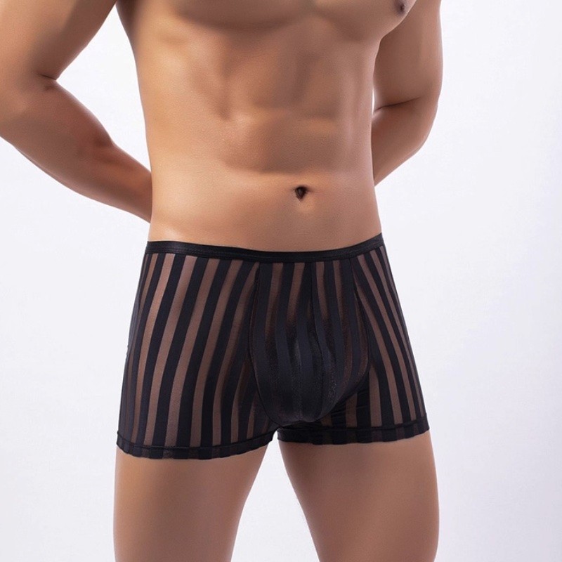 Pánské boxerky poloprůhledné, pruhované, ultra tenké