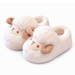 Dětské teplé nesmekavé plyšové bačkory beránek