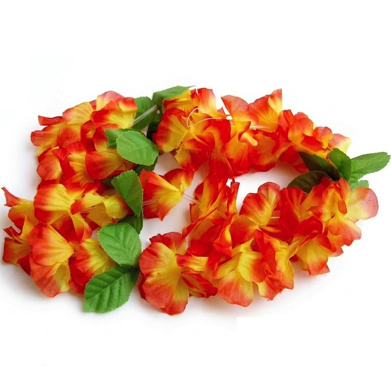 Hawaii, havajský květinový party věnec oranžový
