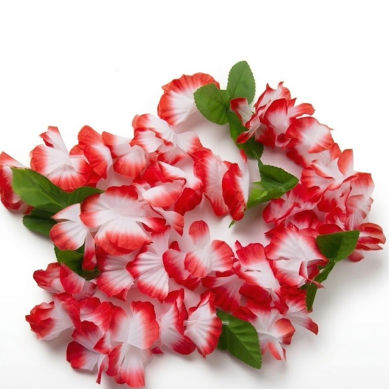 Hawaii věnce červené se zelenými lístky bez potisku