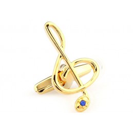 Manžetové knoflíčky houslový klíč zlatý s kamínkem
