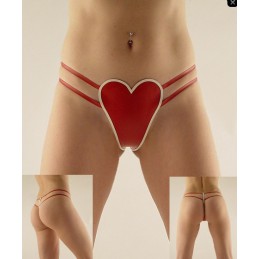 Latexové dámske string, červené so srdcom