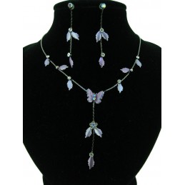 Bižuterie set náušnice a náhrdelník - fialový