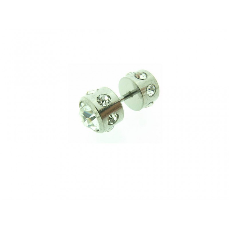 Piercing do ucha činka, chirurgická ocel, bílý kámen Piercing do ucha činka, chirurgická ocel, bílý kámen