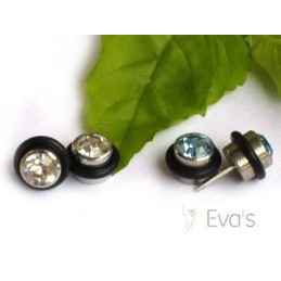 Fül piercing súlyzó, sebészeti acél, gumi és cirkon