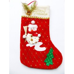 Vianočná červená pančucha so snehuliakom, Merry Christmas