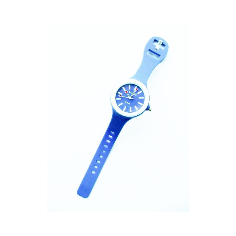 Modré silikonové kulaté hodinky