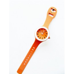 Pomarańczowy zegarek silikonowy okrągły 
