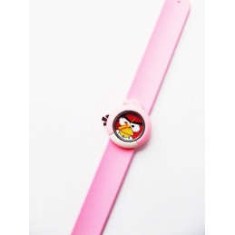 Růžové silikonové hodinky motiv Red Bird