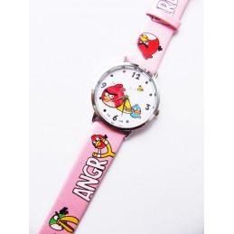 Růžové hodinky motiv Angry Birds
