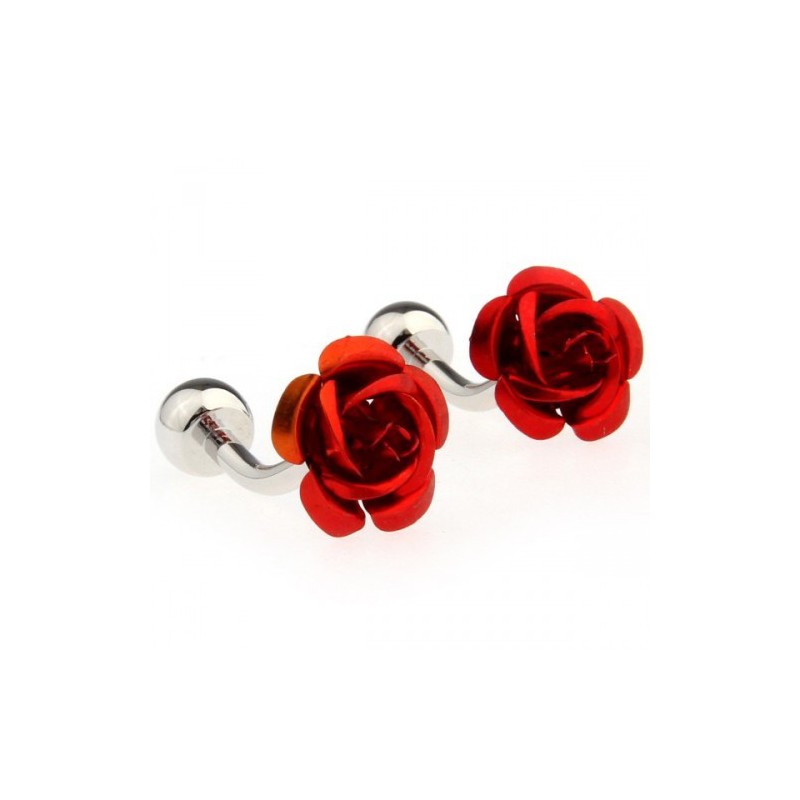 Mandzsetta gomb piros rózsa